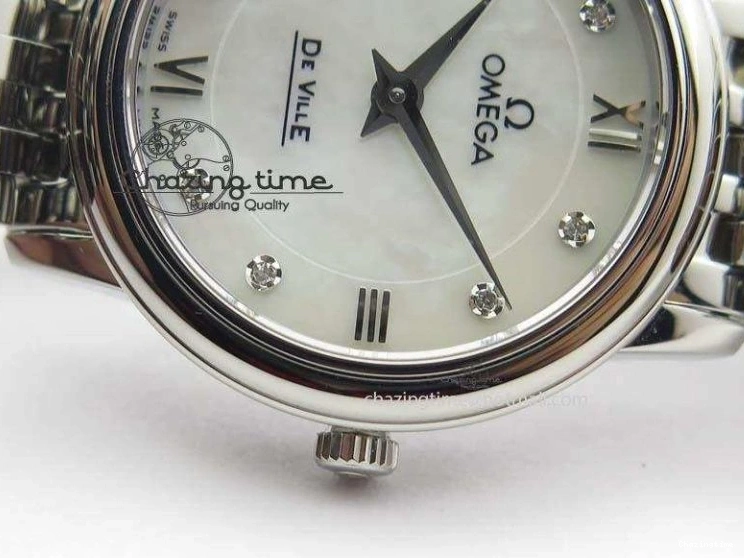 0310 De Ville 27mm Ladies MK 1:1 Best Edition White MOP Diamond Markers On SS Bracelet Ronda Quartz MoistureWicking 8190